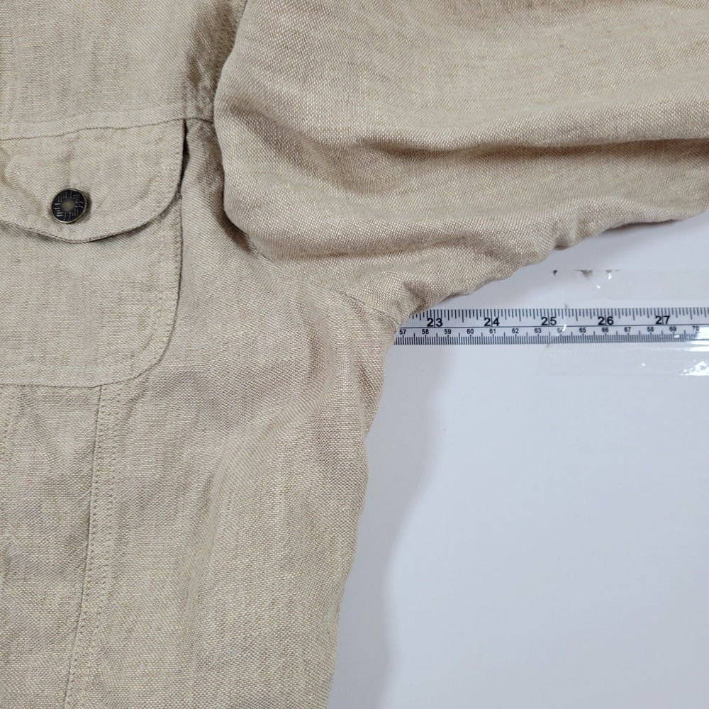 J. Jill 100% Linen Utility Jacket Womens XL Tan Excellent Button Front Pocketed - Picture 4 of 7